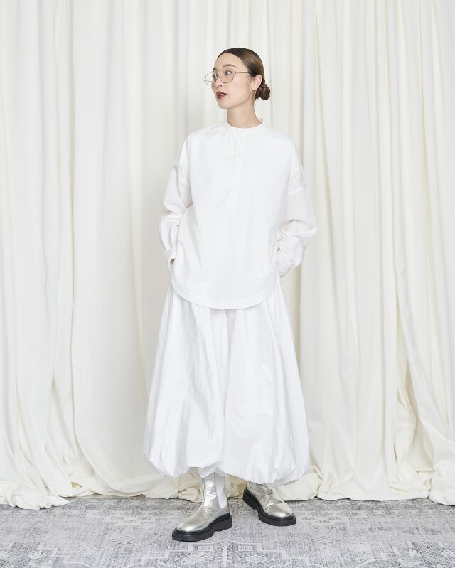 THOMAS MAGPIE ノーカラーシャツ（ホワイト）