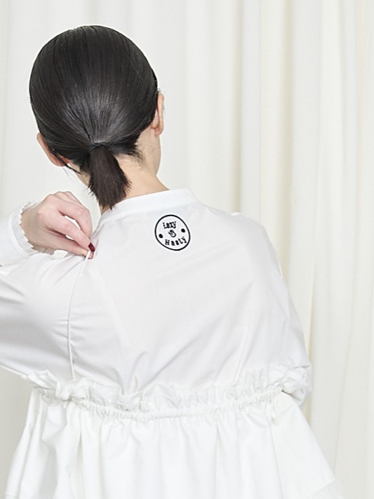 THOMAS MAGPIE ノーカラーシャツ（ホワイト）