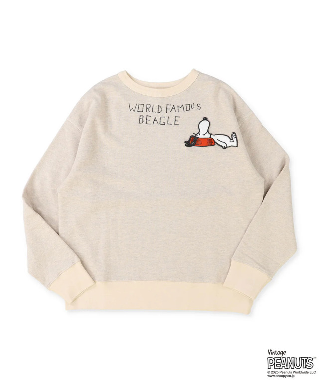 DENIM DUNGAREE 裏毛 SNOOPY SLEEP スウェット オフホワイト