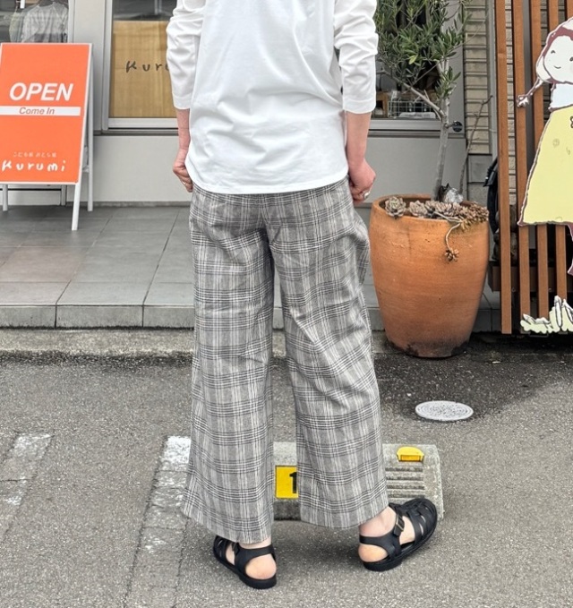mao made 夏も登場！ チェック ワイド パンツ（ブラック系）