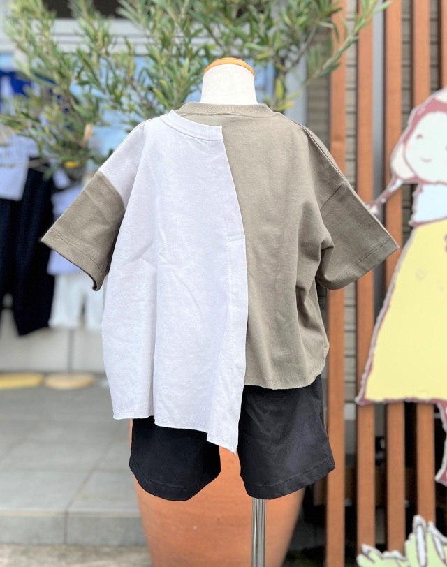 NEEDLE WORKS リメイク風 BIG Tシャツ カーキ