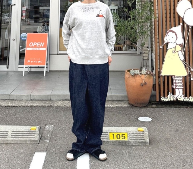 DENIM DUNGAREE 裏毛 SNOOPY SLEEP スウェット グレー