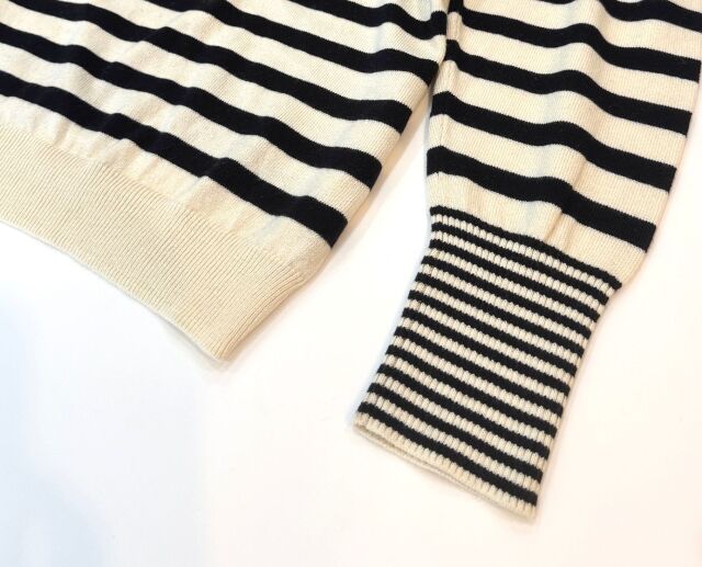 prit 2/32コットンウール 12G天竺編み ボーダー タートルネック ワイド