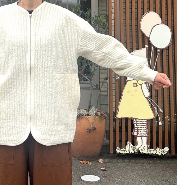 prit コールキルト Vネック ZIP カーディガン（オフ）